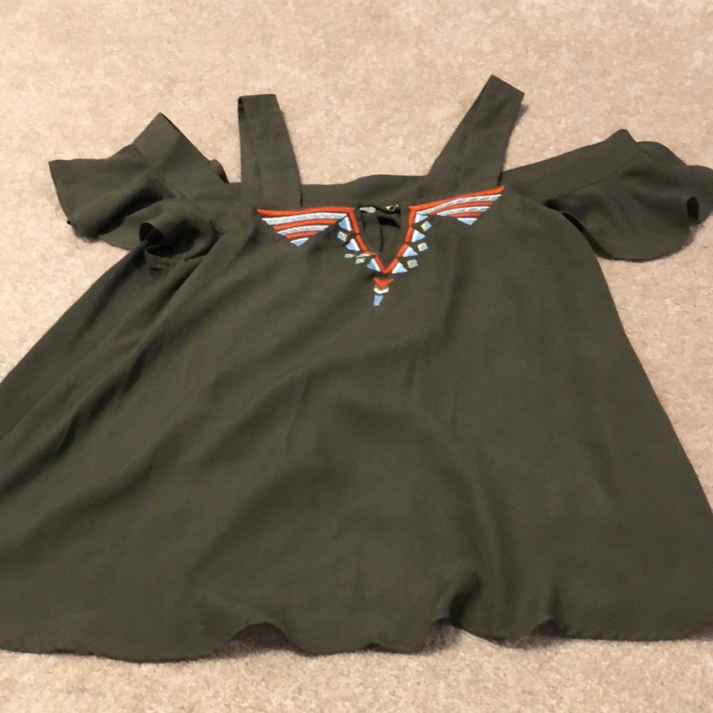 Army green off the shoulder sleek top